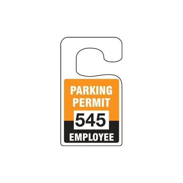 Accuform Parking Permit Tag, EMPLOYEE Numbered 200-299, Brown, 5in x 3in, Laminated PF-Cardstock, 100PK TNT272BRC - main
